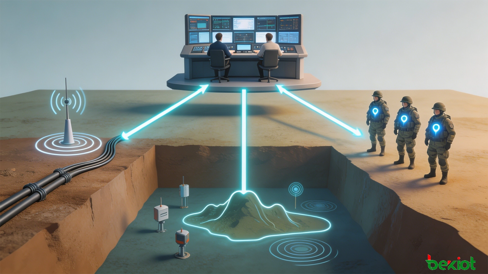 Architecture de répartition et de commandement pour mine de charbon souterraine avec téléphones minières, radio à câble fuite, suivi du personnel, surveillance atmosphérique et intégration au centre de commandement