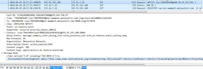 Server no-answer forwarding