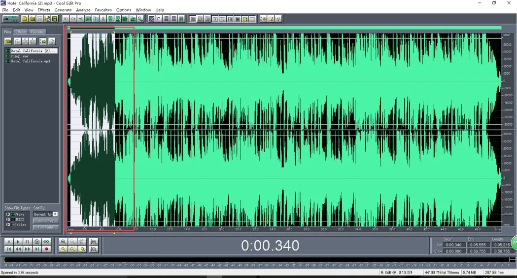 Segment musical sélectionné