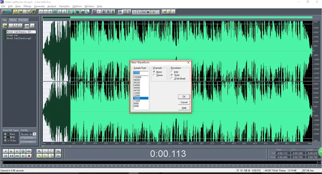 Créer un nouveau segment audio