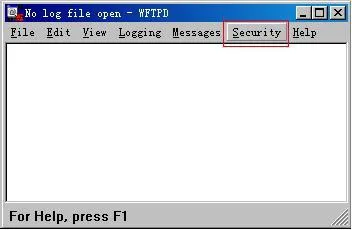 Accès au menu Security dans le logiciel FTP