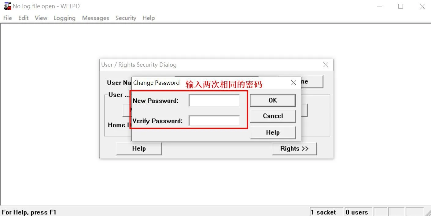 Re-entering the password for confirmation