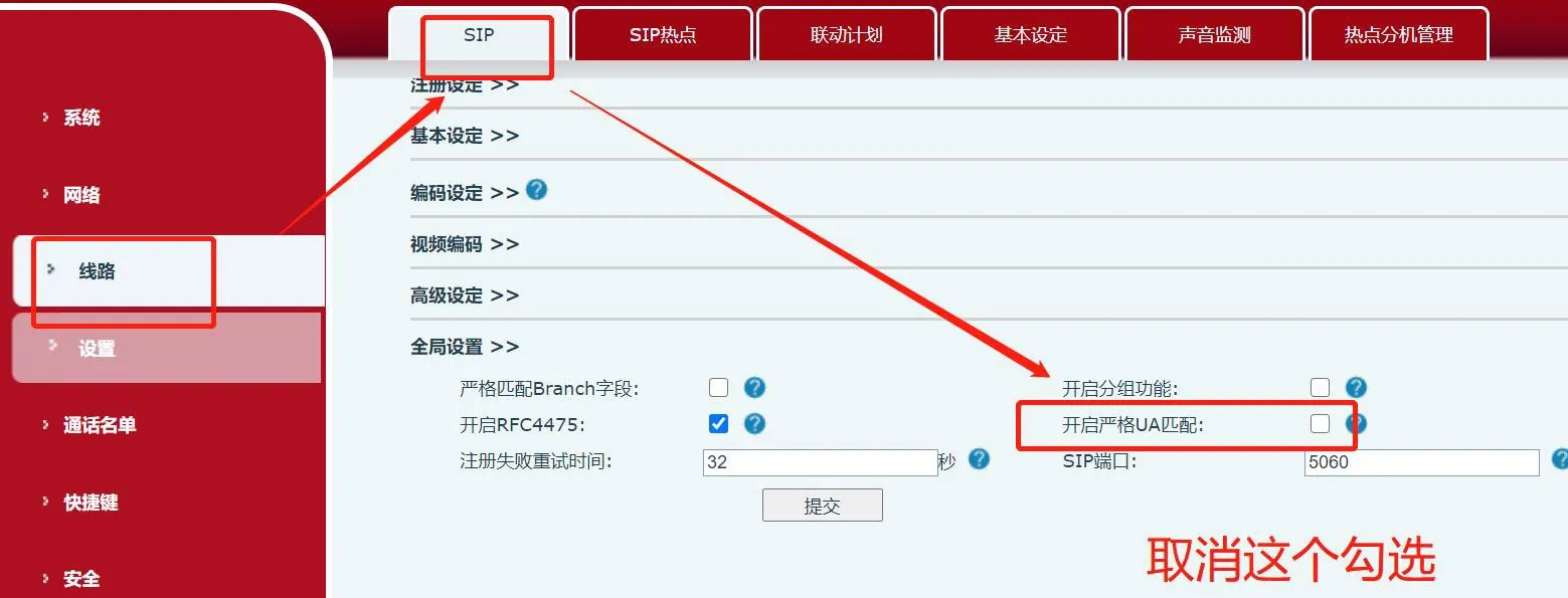Configuration ligne SIP