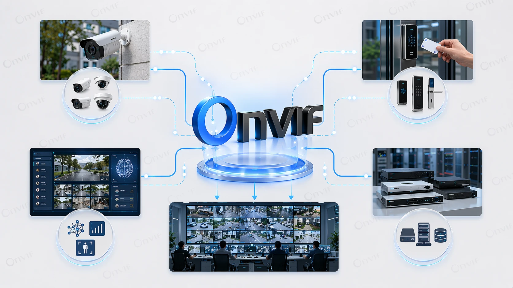 L'intégration ONVIF relie couramment la vidéo, le contrôle d'accès, l'analyse et les plateformes de supervision unifiées dans les environnements multi-fournisseurs.