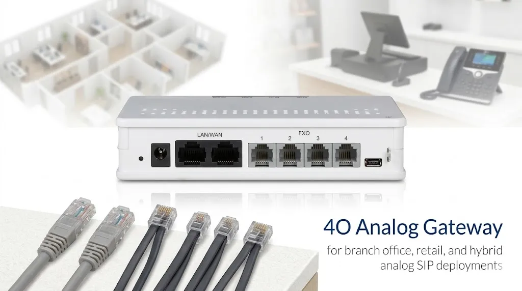 Passerelle analogique 4O pour les déploiements de communication hybrides analogique-SIP en succursale, commerce de détail et mixte