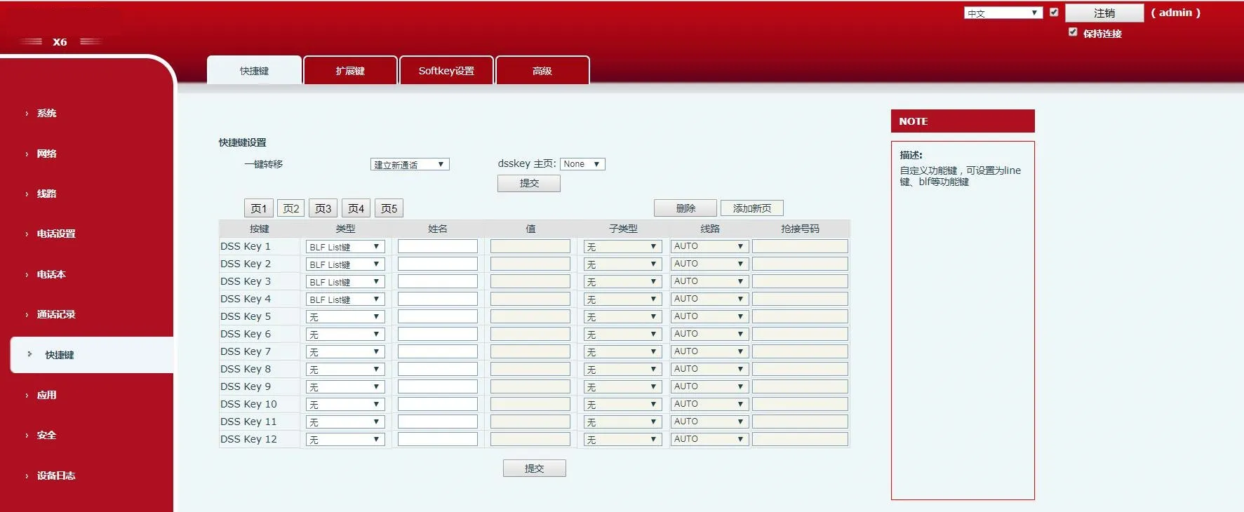 Configuration BLF List touche DSS
