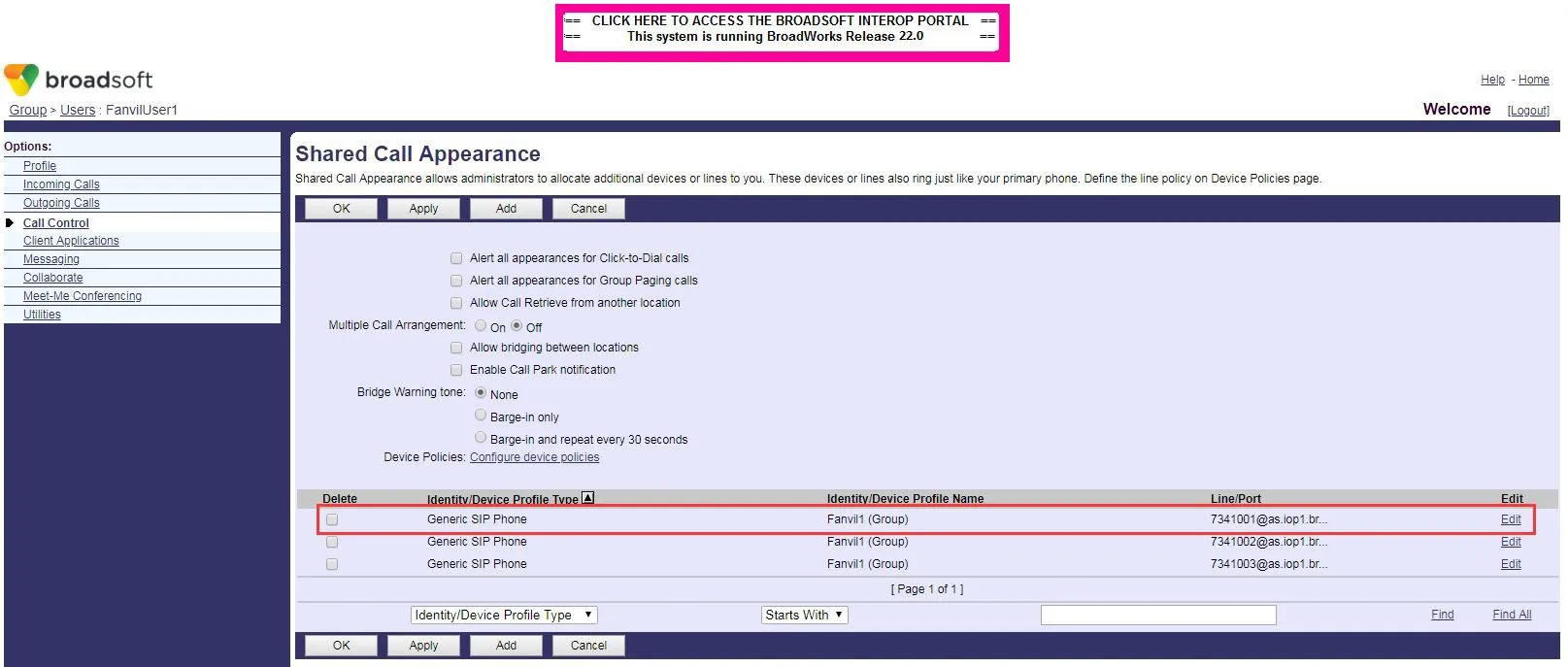 Interface d'affichage de la liste créée