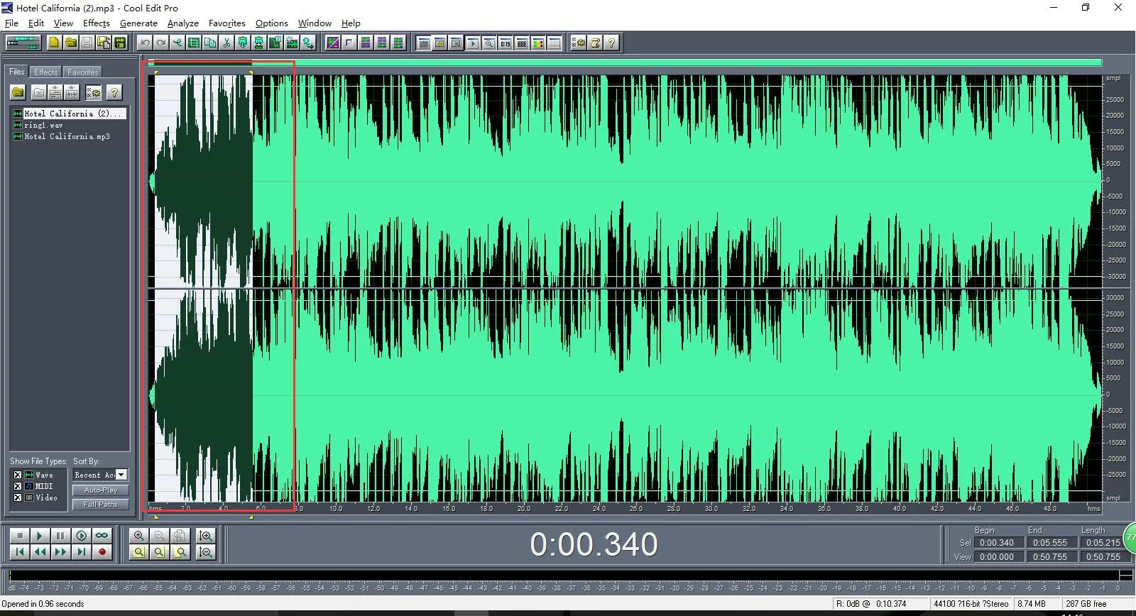 Copier le clip audio sélectionné