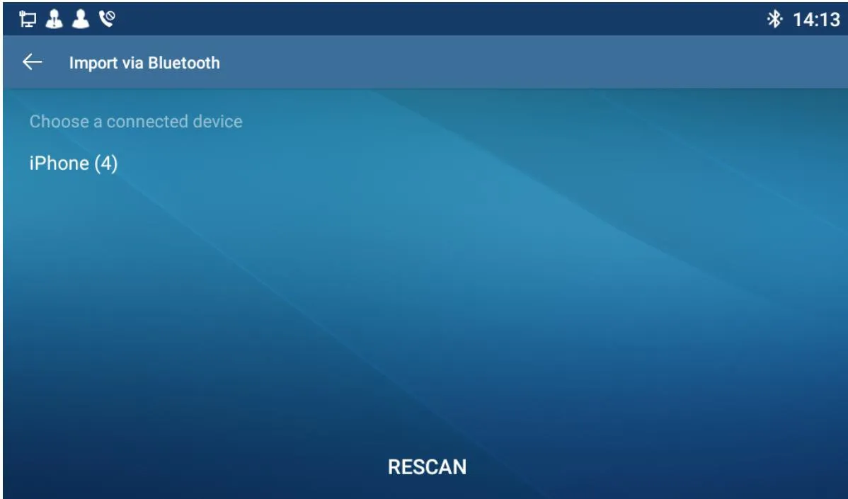 Actualiser la liste Bluetooth