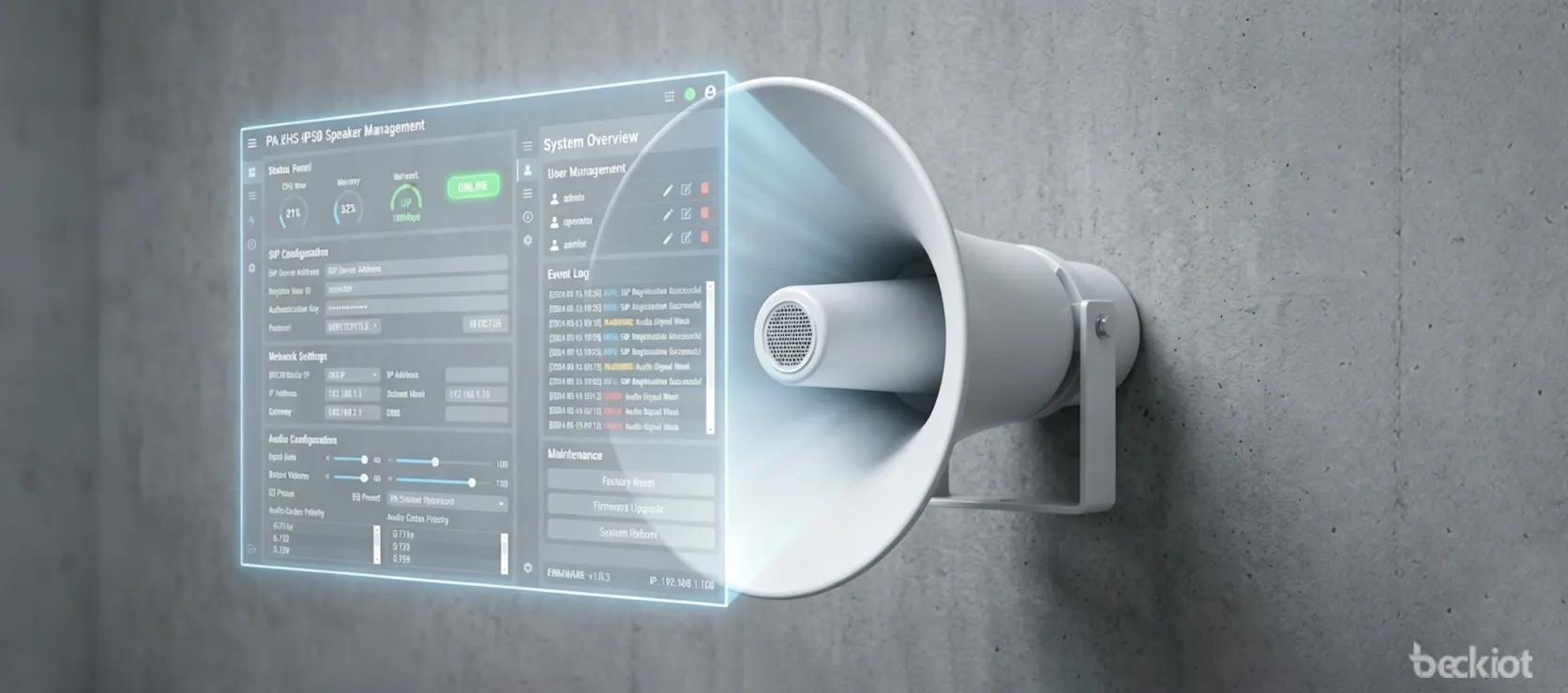 Enceinte SIP PA-BHS-IP50 avec gestion web et interface de configuration audio IP