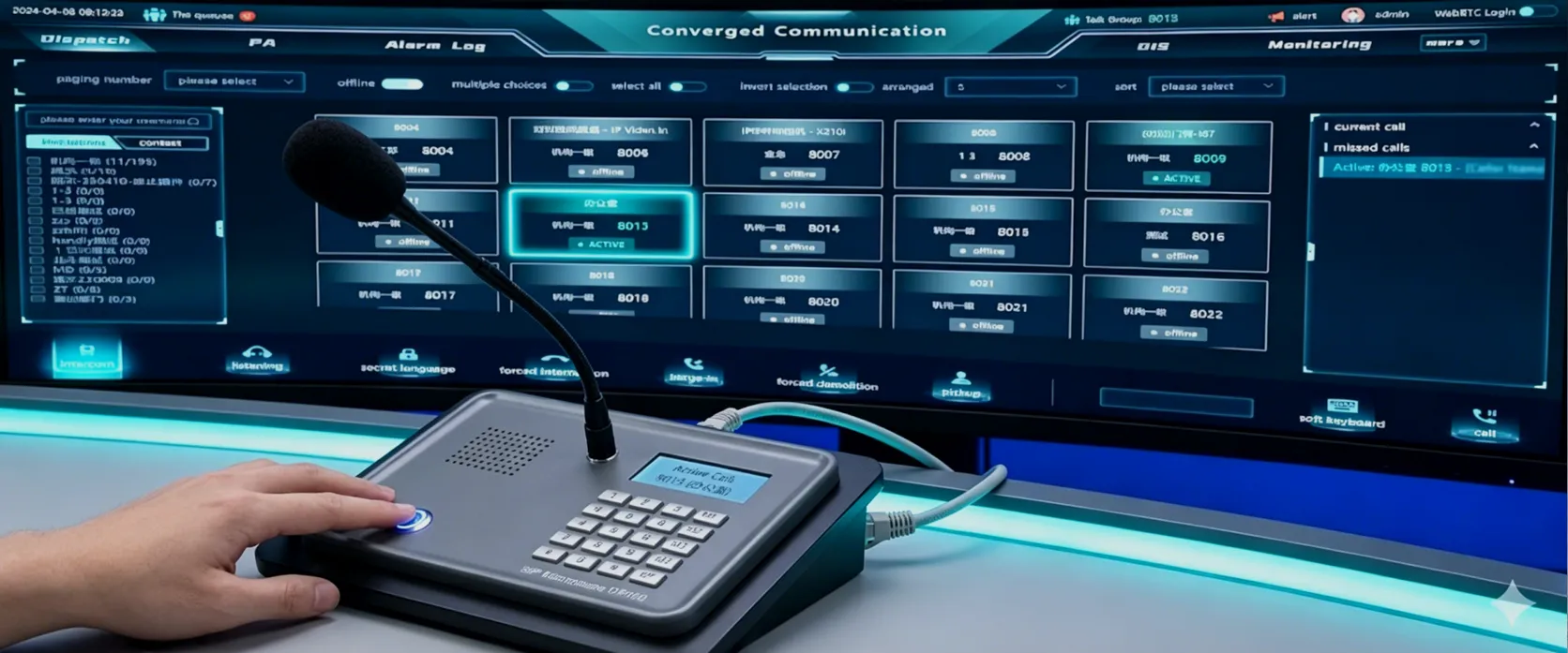 Micro SIP GP100 connecté à un système de communication et de pagination IP