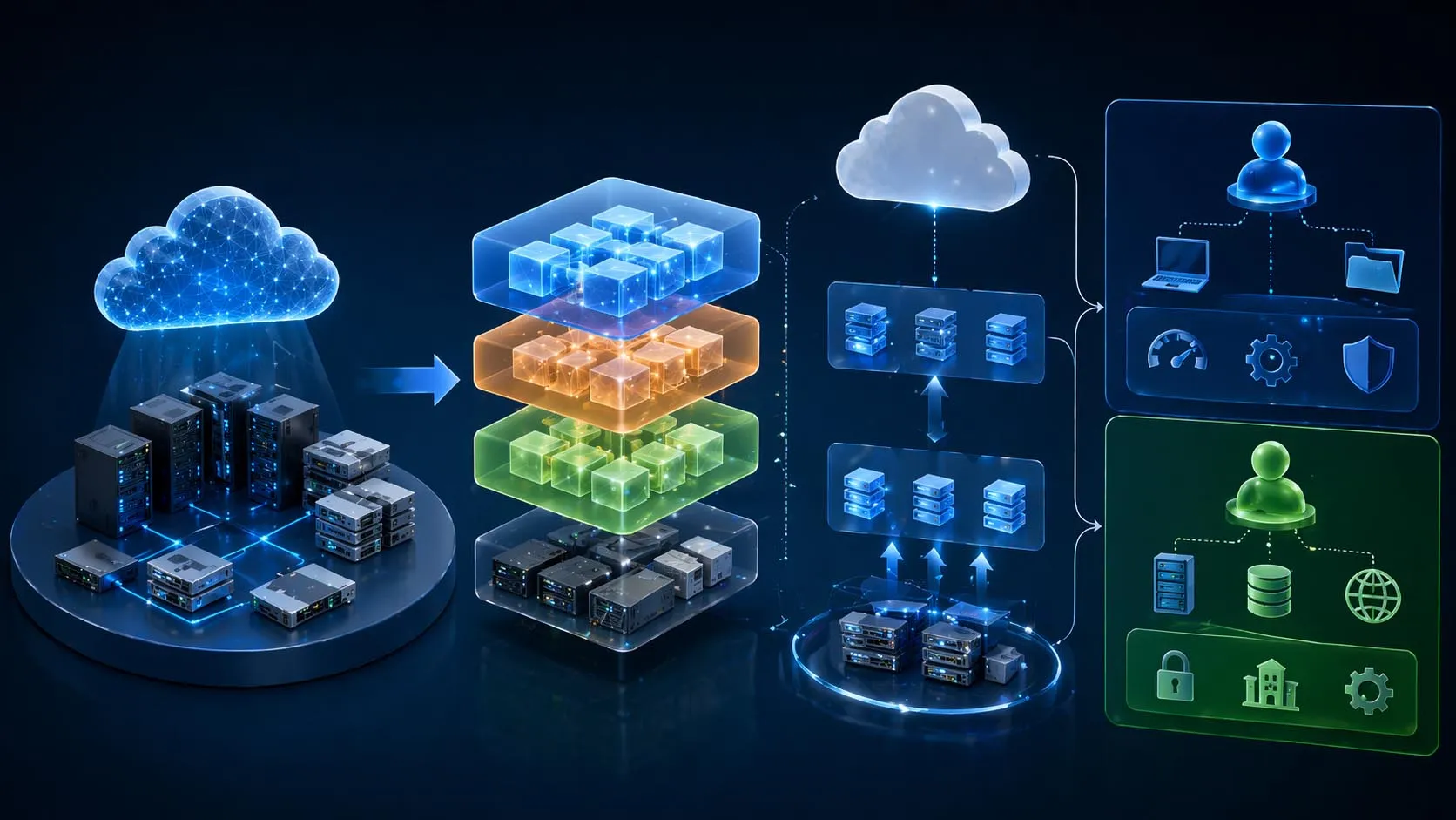 Architecture des services cloud : utilisateurs, applications, charges de travail, données et contrôles de sécurité sur une infrastructure évolutive gérée par le fournisseur
