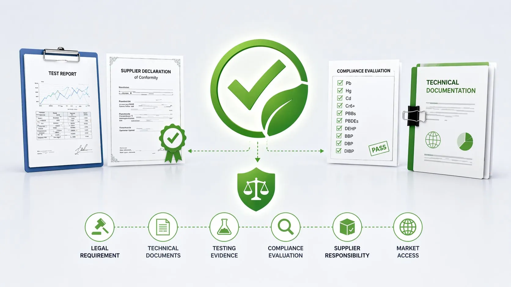 Processus de documentation technique et de revue de conformité matière pour l’évaluation RoHS