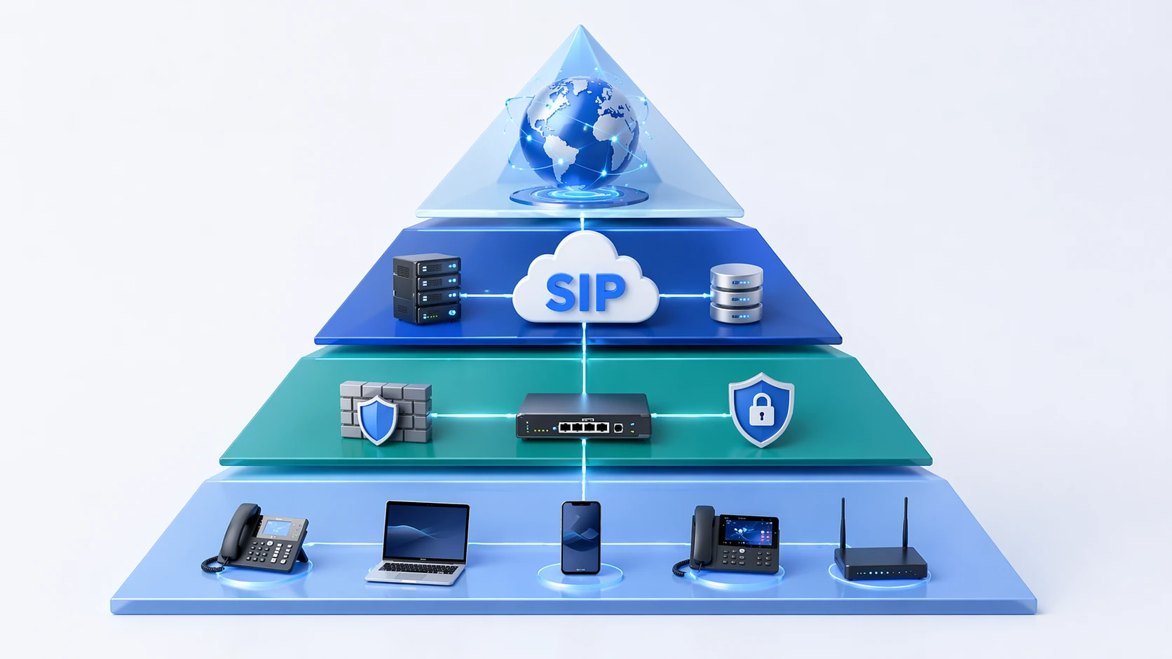 Architecture SIP trunk montrant terminaux IP PBX SBC et fournisseur de services ou interconnexion PSTN