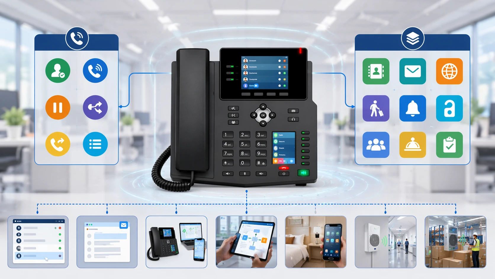 Aplicaciones ampliadas de téléphone IP con XML Browser para annuaires, messages, mobilité d’extension y services métier basados en tareas