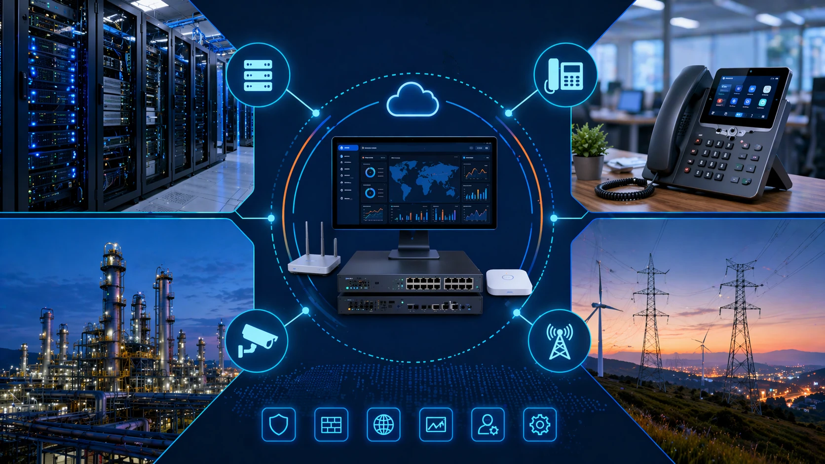 Gestion Web utilisée dans les commutateurs, pare-feux, systèmes VoIP, passerelles industrielles et dispositifs d'installation distribués