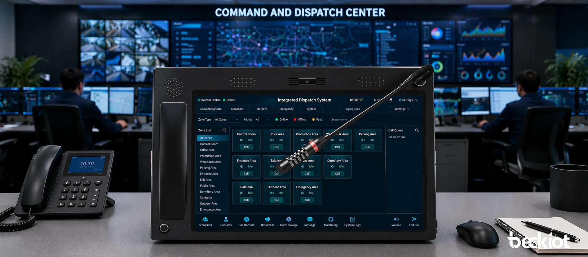 Console de dispatch IP BK-DSC-173 connectée à un système de dispatch de communication unifié