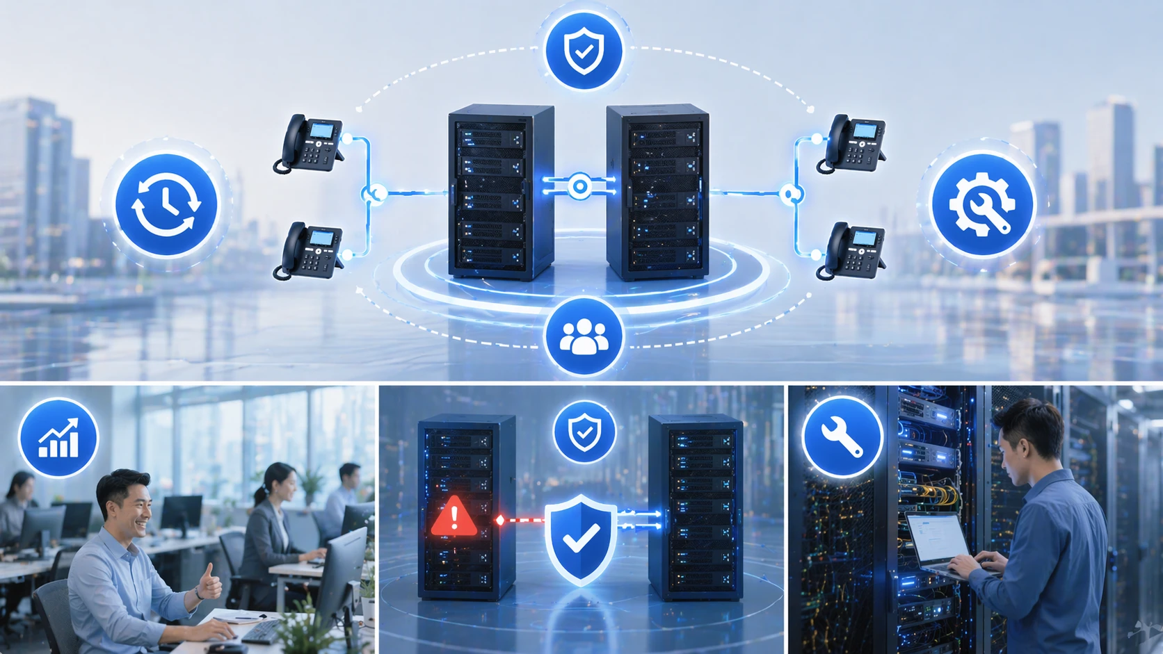 Conception haute disponibilité avec serveurs redondants, alimentations électriques et connexions réseau Conception haute disponibilité avec serveurs redondants, alimentations électriques et connexions réseau