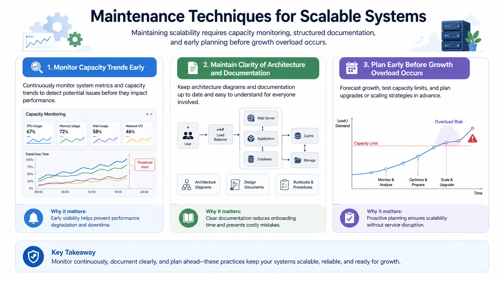 Maintenance de la scalabilité : surveillance de capacité, documentation architecturale et planification d’expansion progressive