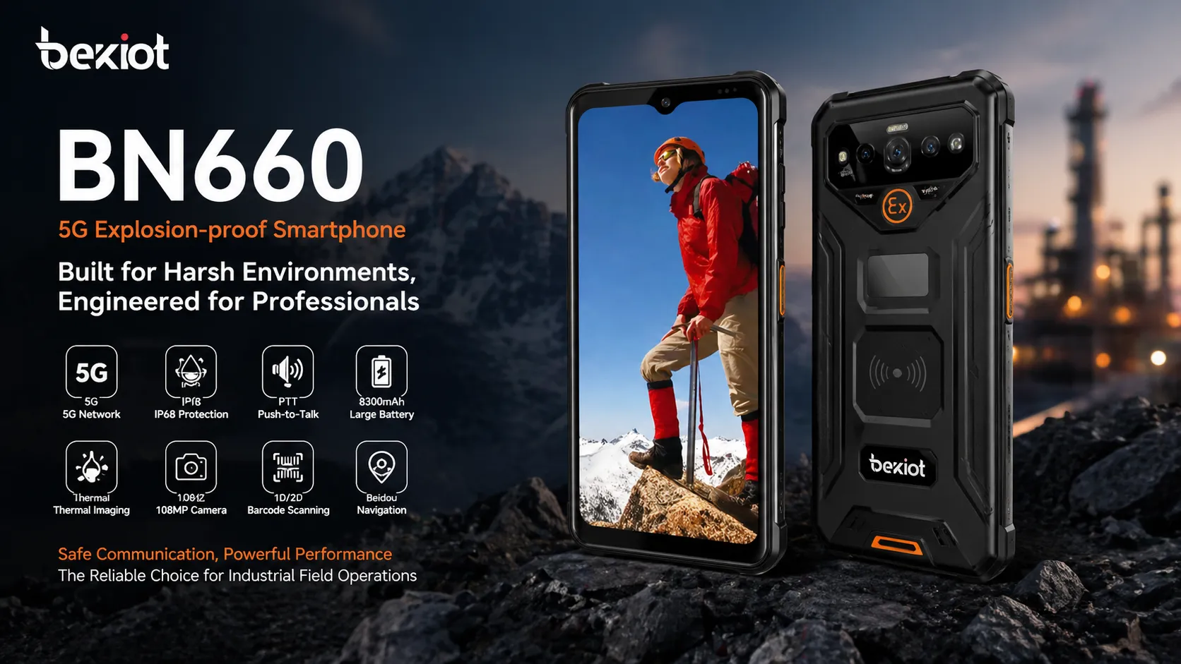 N660 5G explosion-proof smartphone front and rear product view for industrial communication