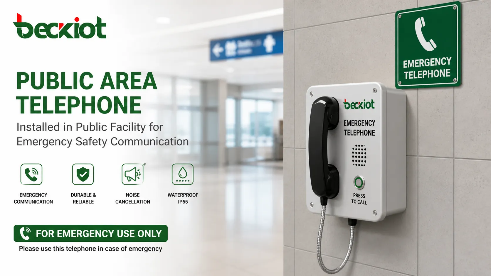 Téléphone pour espace public installé dans un établissement public pour la communication d’urgence et de sécurité