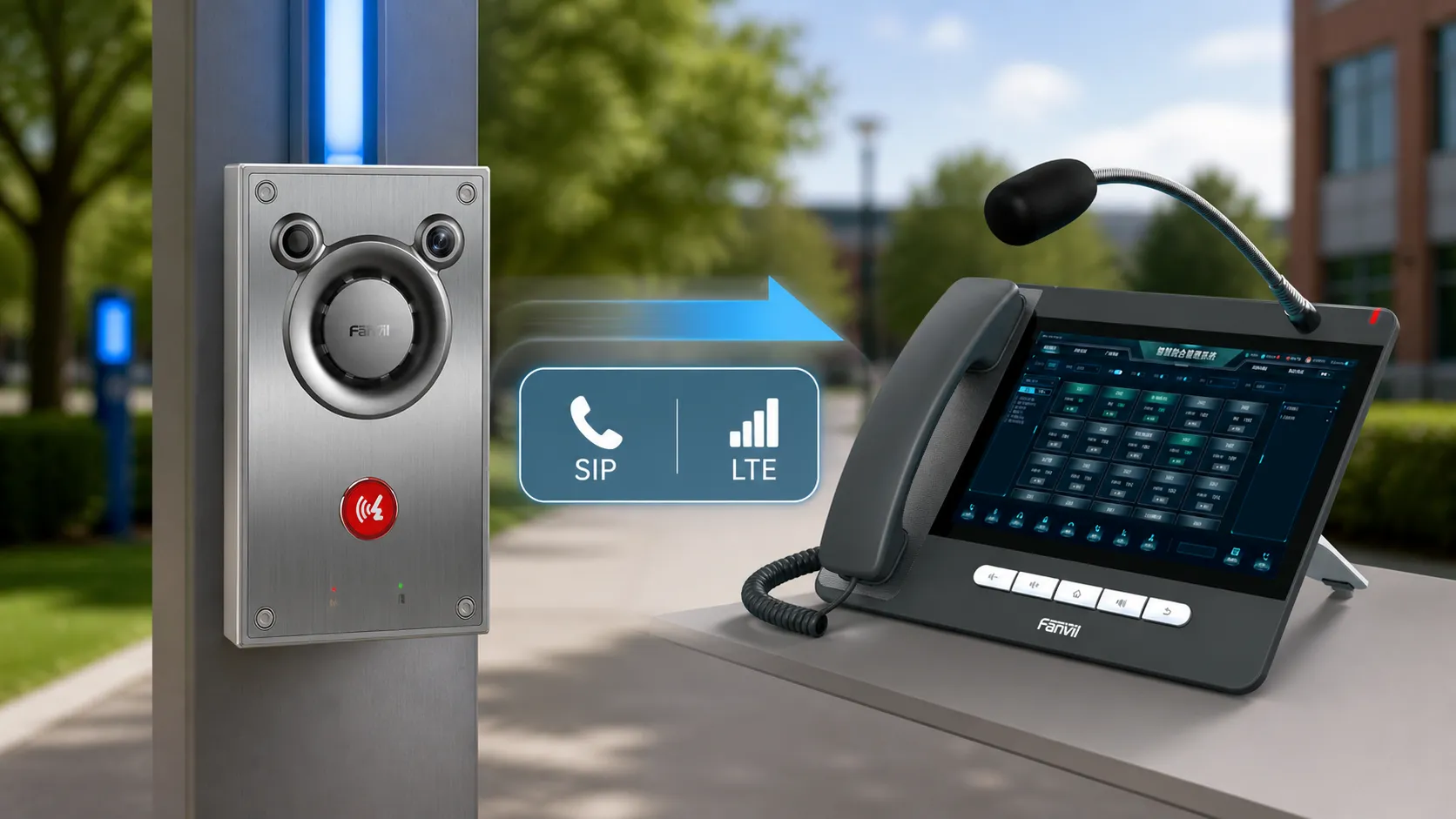Téléphone d’urgence à lumière bleue sur campus migré d’une ligne POTS vers une communication SIP et LTE