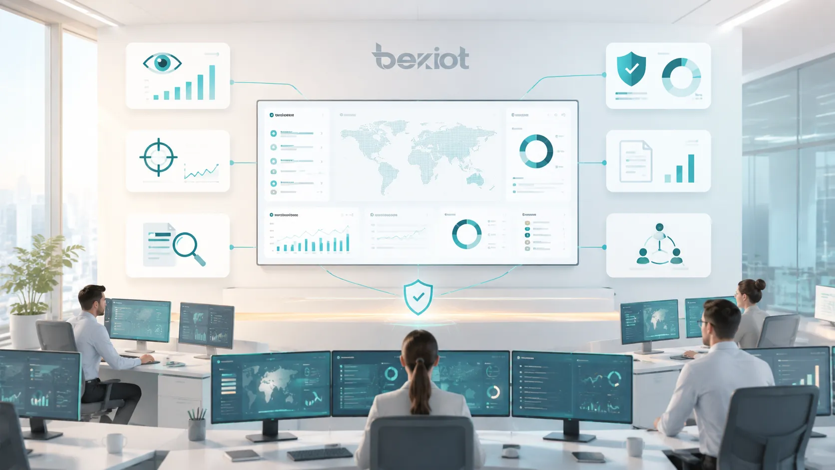 Avantages SIEM montrant une visibilité améliorée, une détection plus rapide, une meilleure investigation, le reporting de conformité et la centralisation des opérations de sécurité