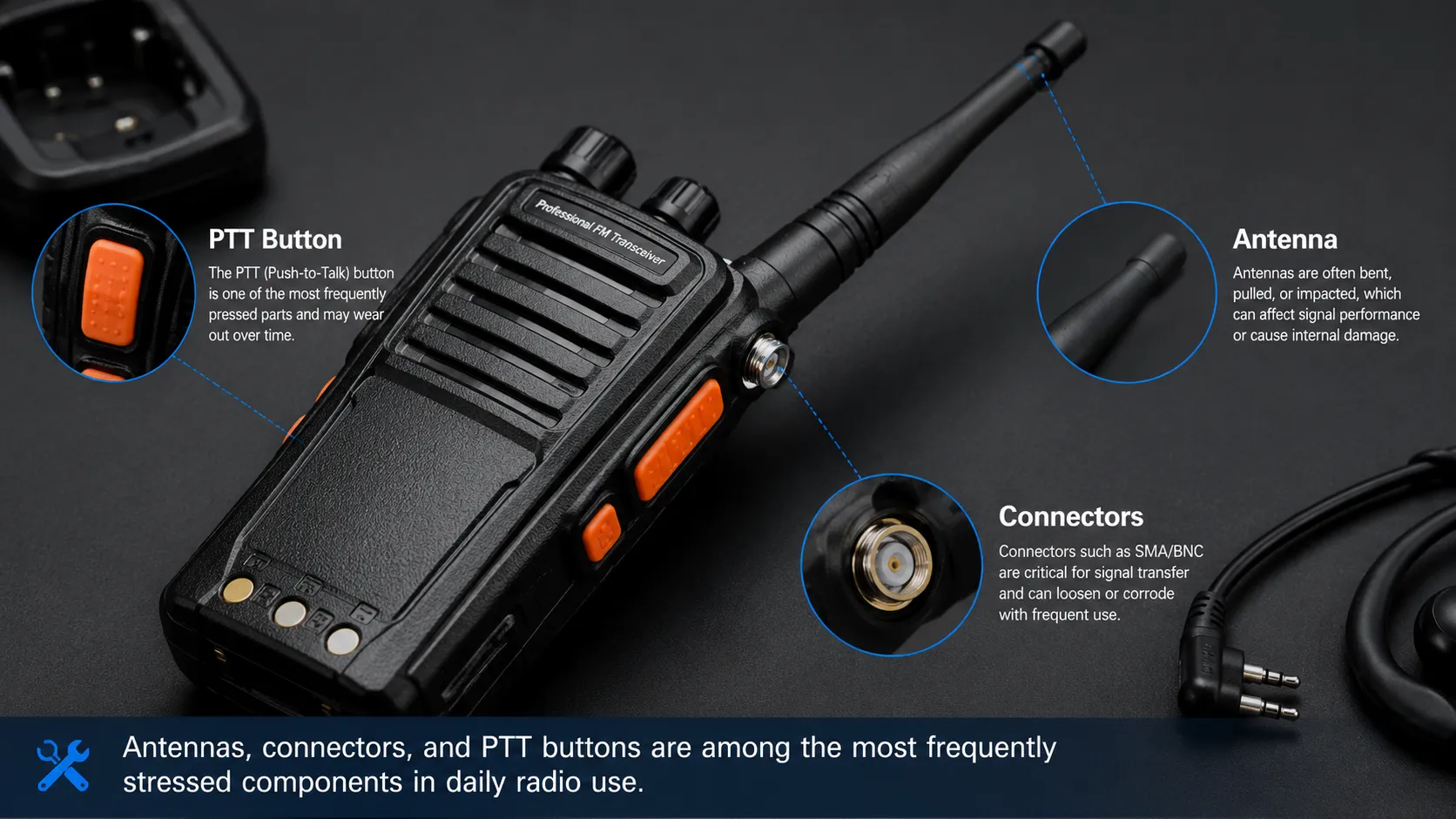 Équipement de communication de terrain comprenant des radios portables utilisées dans les opérations industrielles et d’urgence