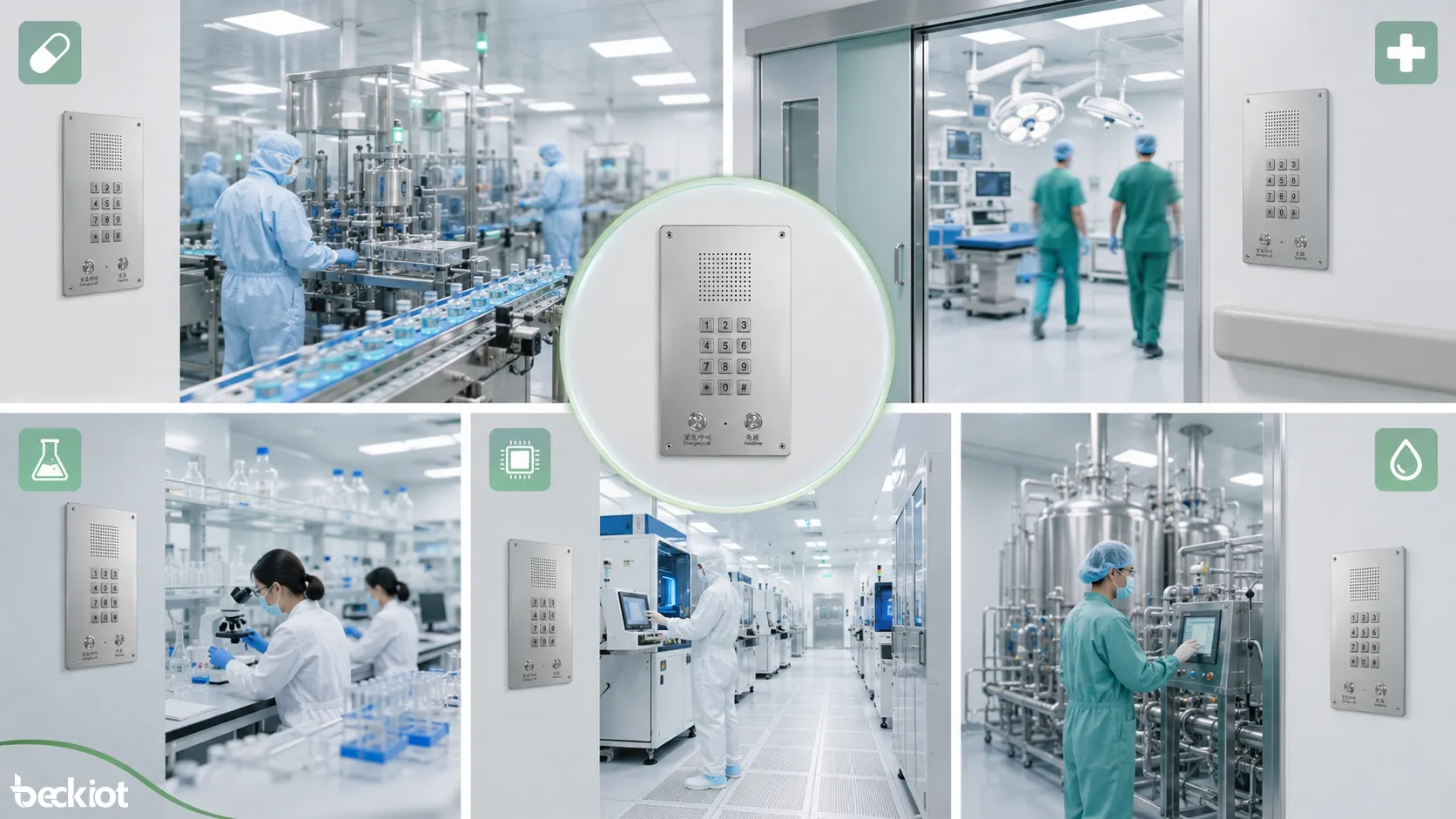 Applications d’interphone pour salle blanche dans ateliers pharmaceutiques hôpitaux laboratoires semi-conducteurs et zones aseptiques
