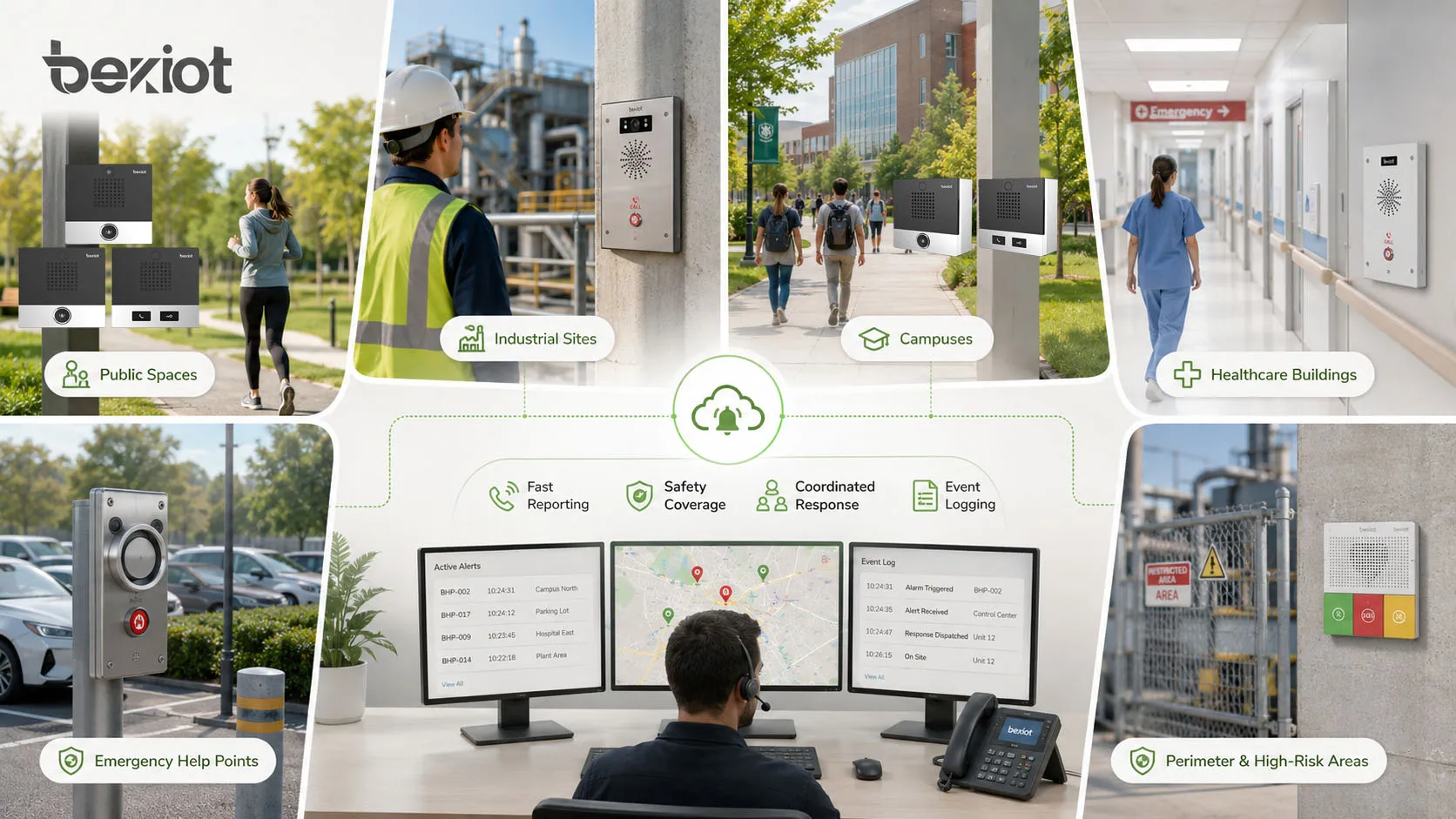 Bénéfices du déploiement des boutons d'alarme dans les espaces publics, sites industriels, campus, établissements de santé et points d'aide d'urgence