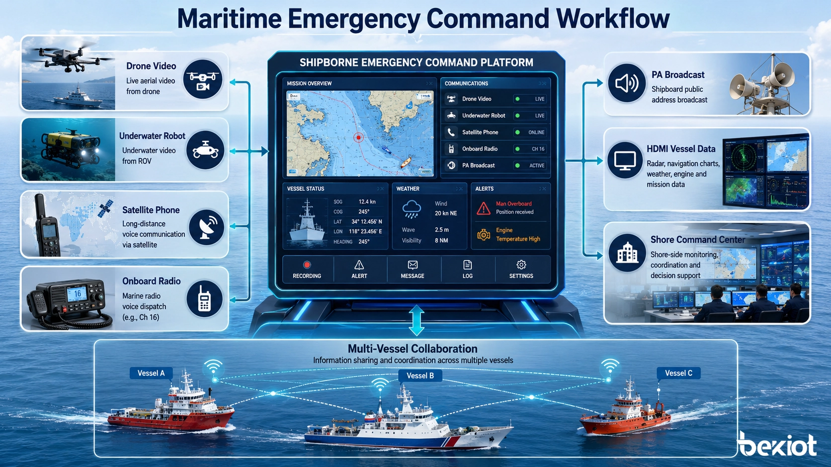 Architecture d’un système de commandement audiovisuel embarqué pour les opérations maritimes