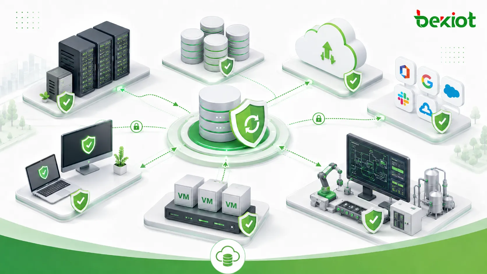 Applications de sauvegarde pour serveurs bases de données terminaux cloud SaaS machines virtuelles et systèmes industriels