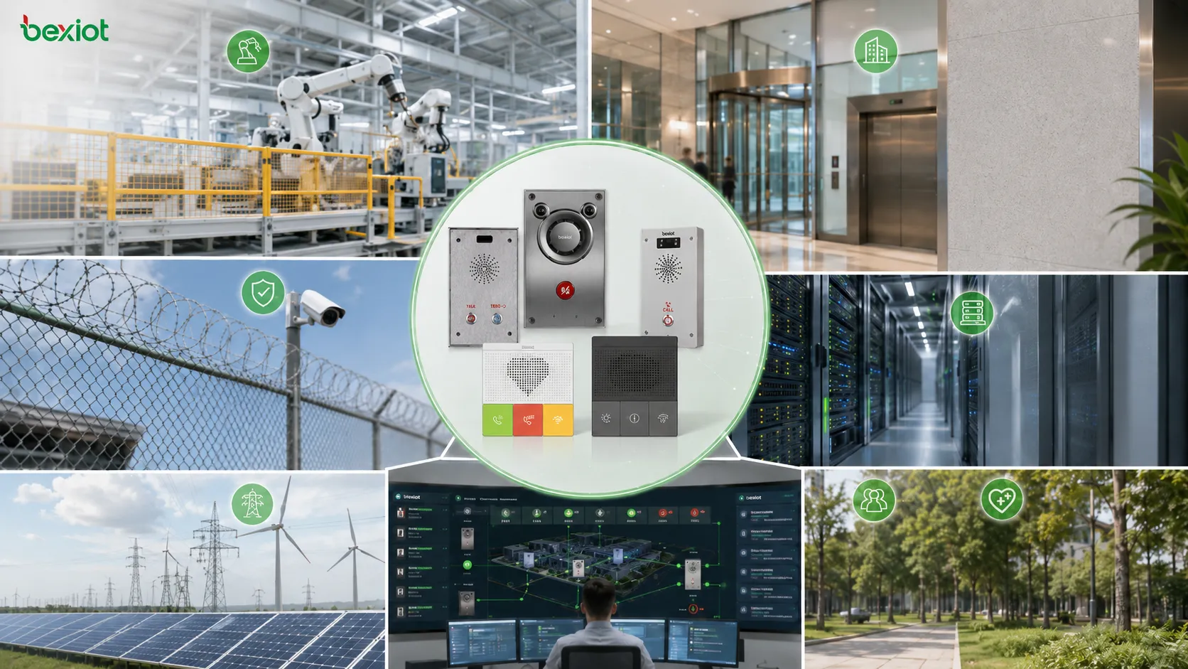 Applications d’alarme de défaut dans automatisation industrielle, gestion de bâtiment, systèmes de communication, infrastructure IT, énergie, services publics et terminaux interphone d’urgence