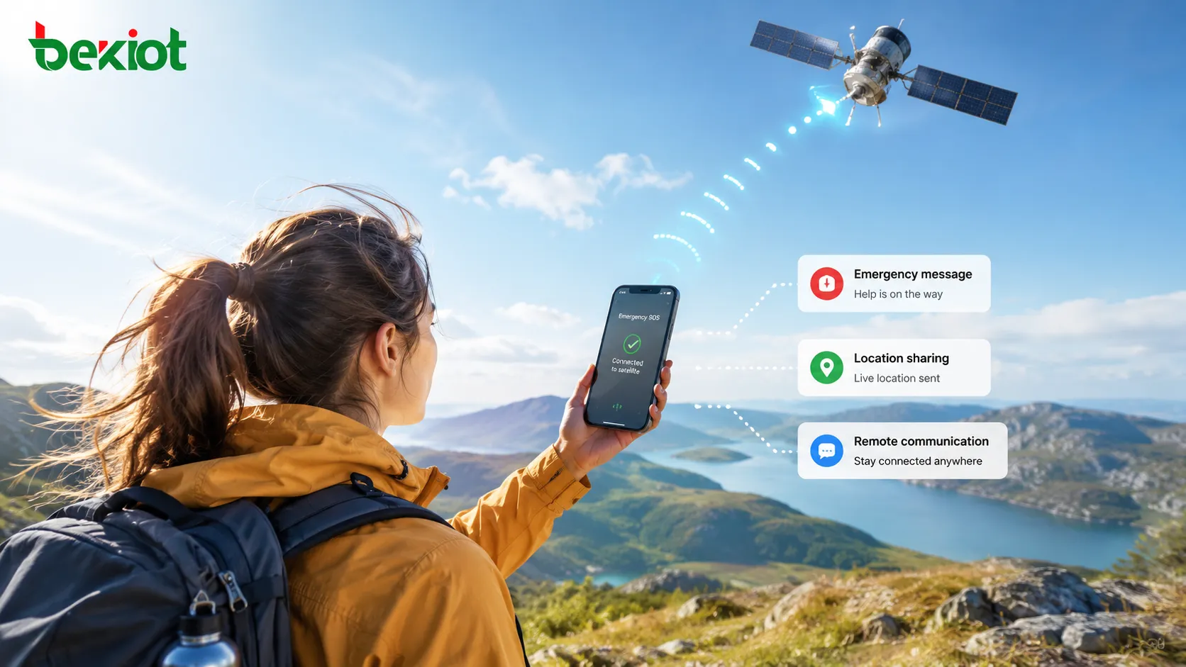 Téléphone mobile ordinaire connecté directement à un réseau NTN satellitaire pour message d’urgence, partage de position et communication distante