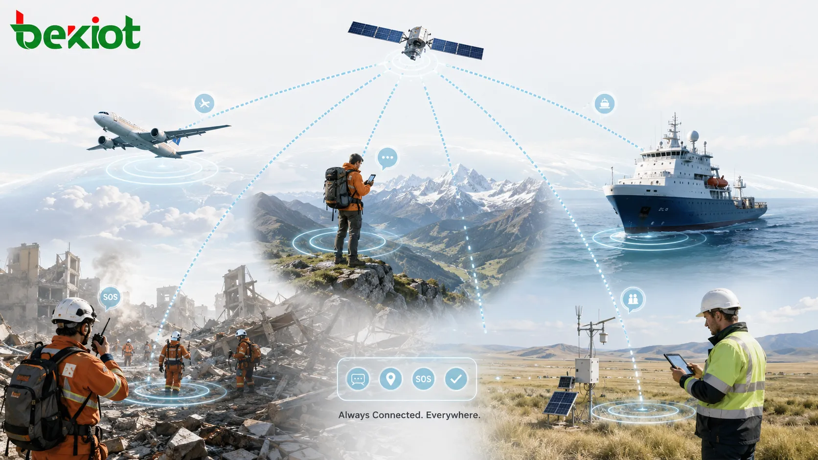 NTN soutenant communication d’urgence, voyages outdoor, navires, aéronefs, travailleurs isolés et équipes de réponse aux catastrophes
