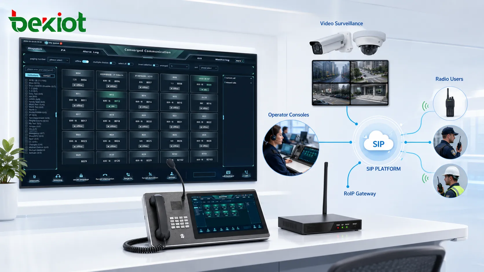 Solution d'intégration de système de centre de commandement pour les opérations vidéo, voix, radio et répartition