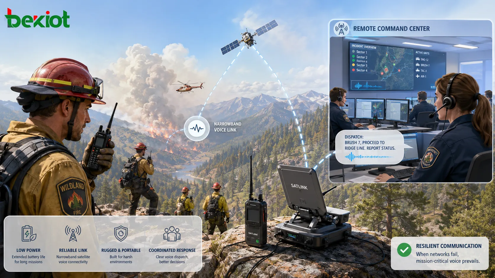 Solution de communication d’urgence à bande étroite pour le commandement terrain et les missions critiques