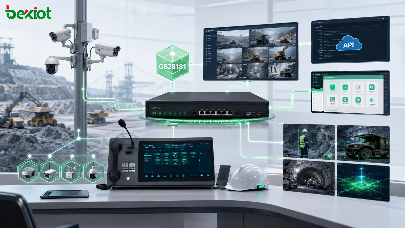 Passerelle vidéo pour mine intelligente connectant l'API de surveillance GB28181, les applications d'inspection et l'analyse vidéo intelligente