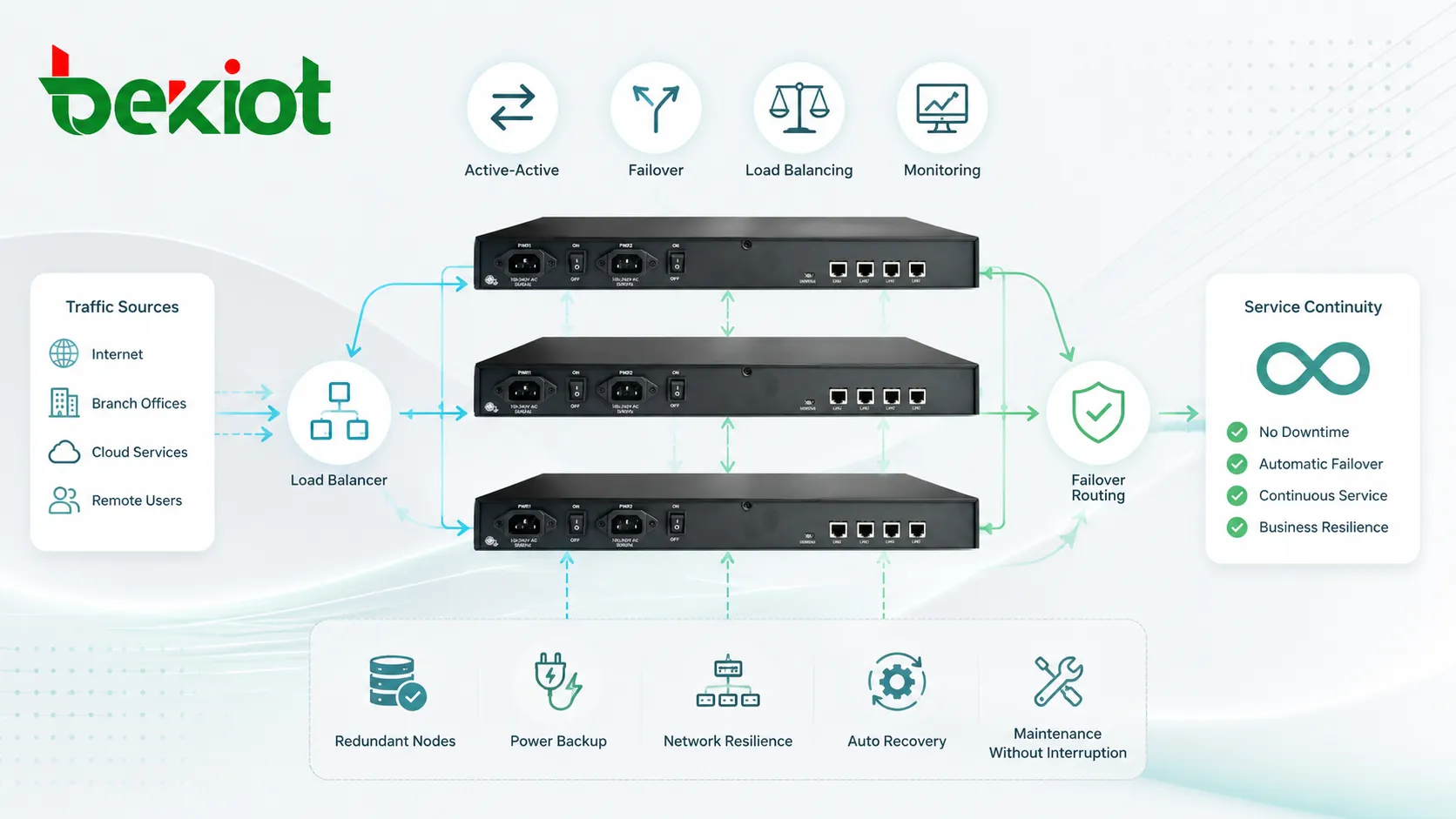Cluster haute disponibilité avec nœuds actif actif routage de bascule et équilibrage de charge pour services d’entreprise