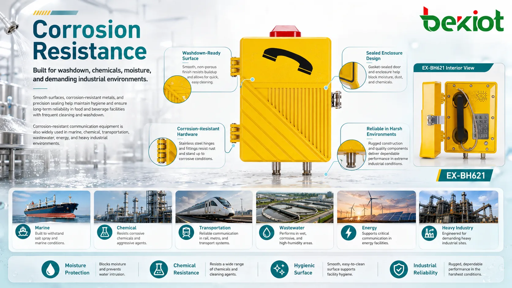 Équipements de communication résistants à la corrosion utilisés dans les environnements marins chimiques de transport et d’eaux usées