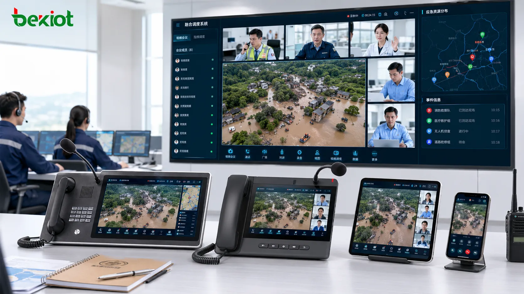 Vidéo de drone partagée vers une réunion vidéo, un terminal intelligent, une application mobile et un téléphone de bureau visuel pour la prise de décision à distance