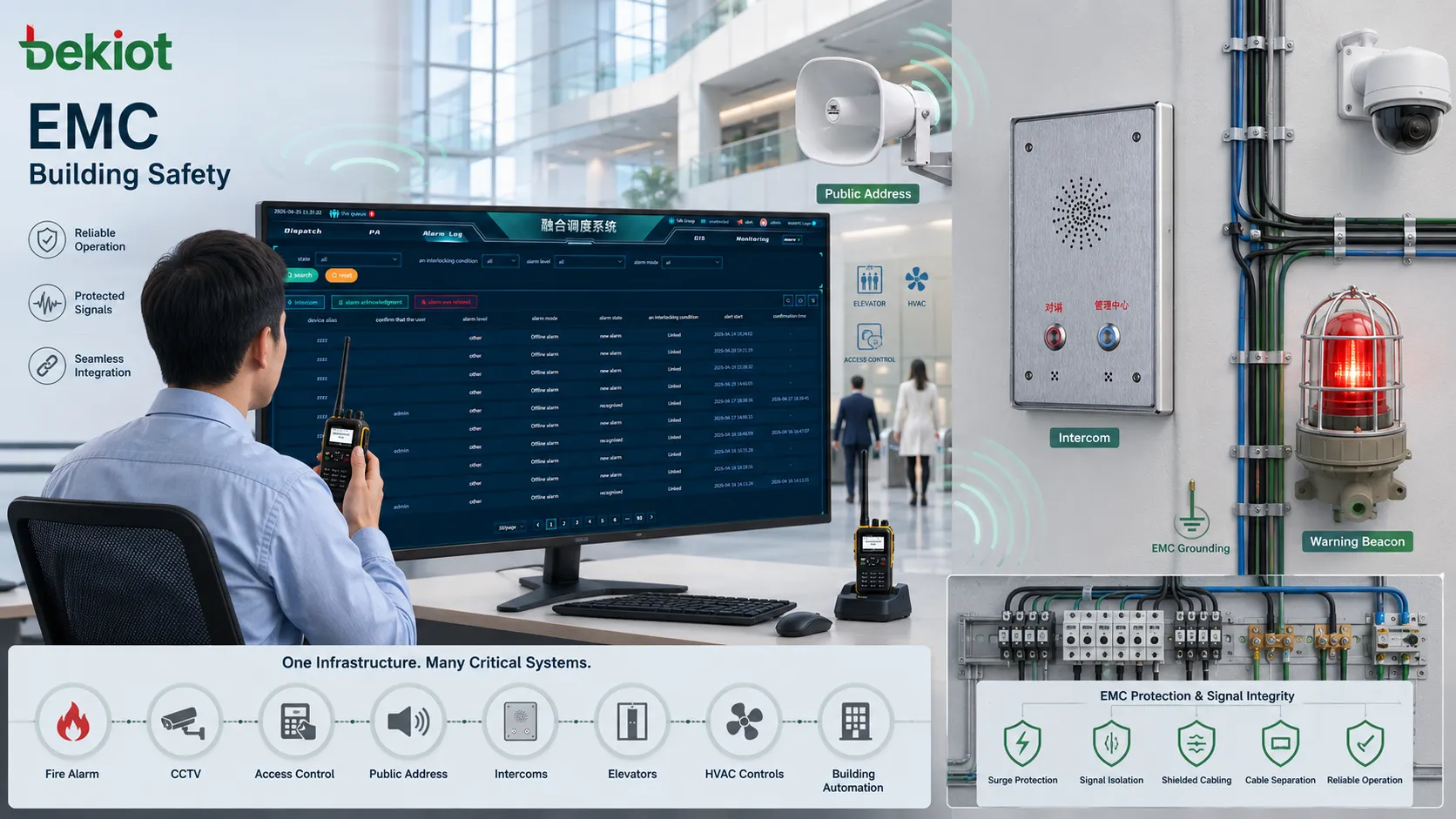 Applications EMC dans l’automatisation industrielle les baies télécom les dispositifs médicaux les systèmes ferroviaires et la sécurité des bâtiments