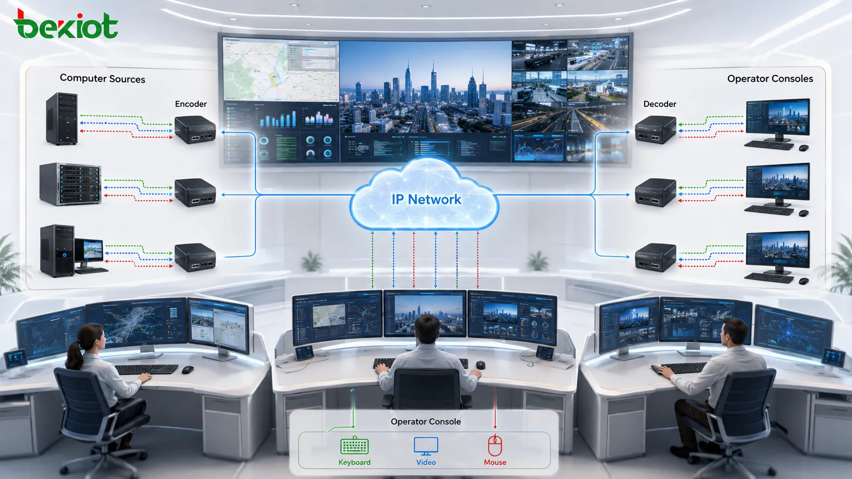 Qu'est-ce qu'un système KVM distribué et quels appareils inclut-il ?