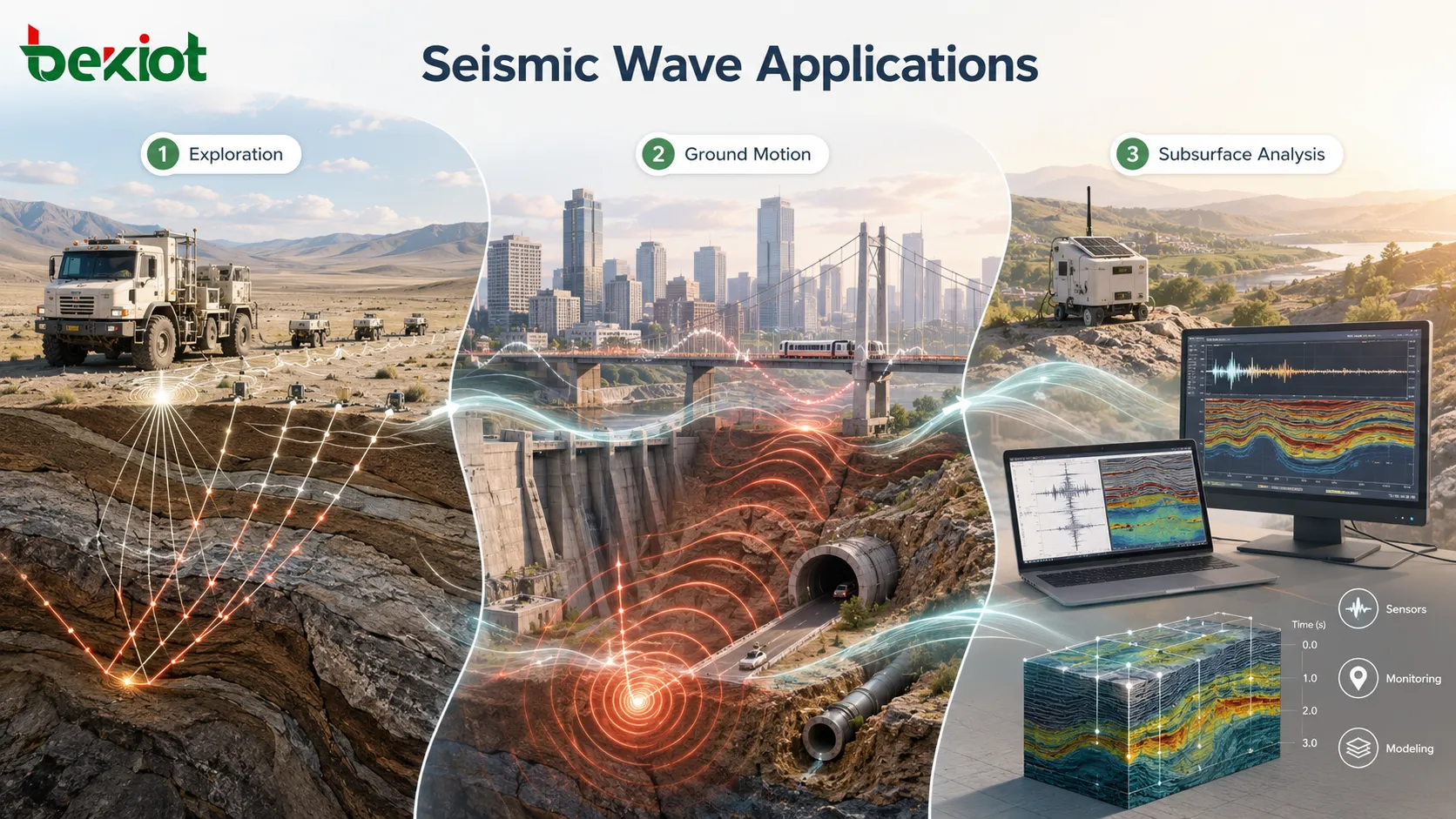 Équation des ondes utilisée en exploration sismique mouvement du sol vibration structurelle et analyse des couches souterraines