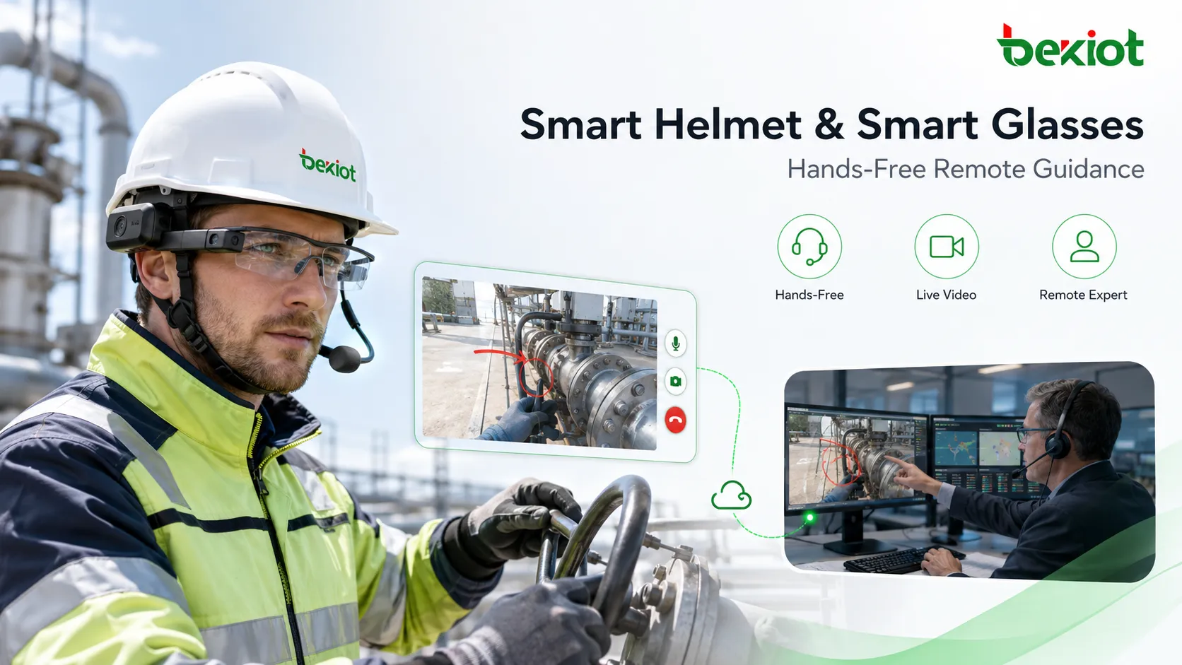 Casque intelligent et lunettes intelligentes utilisés pour l’opération de terrain de commandement d’urgence et les conseils d’experts à distance