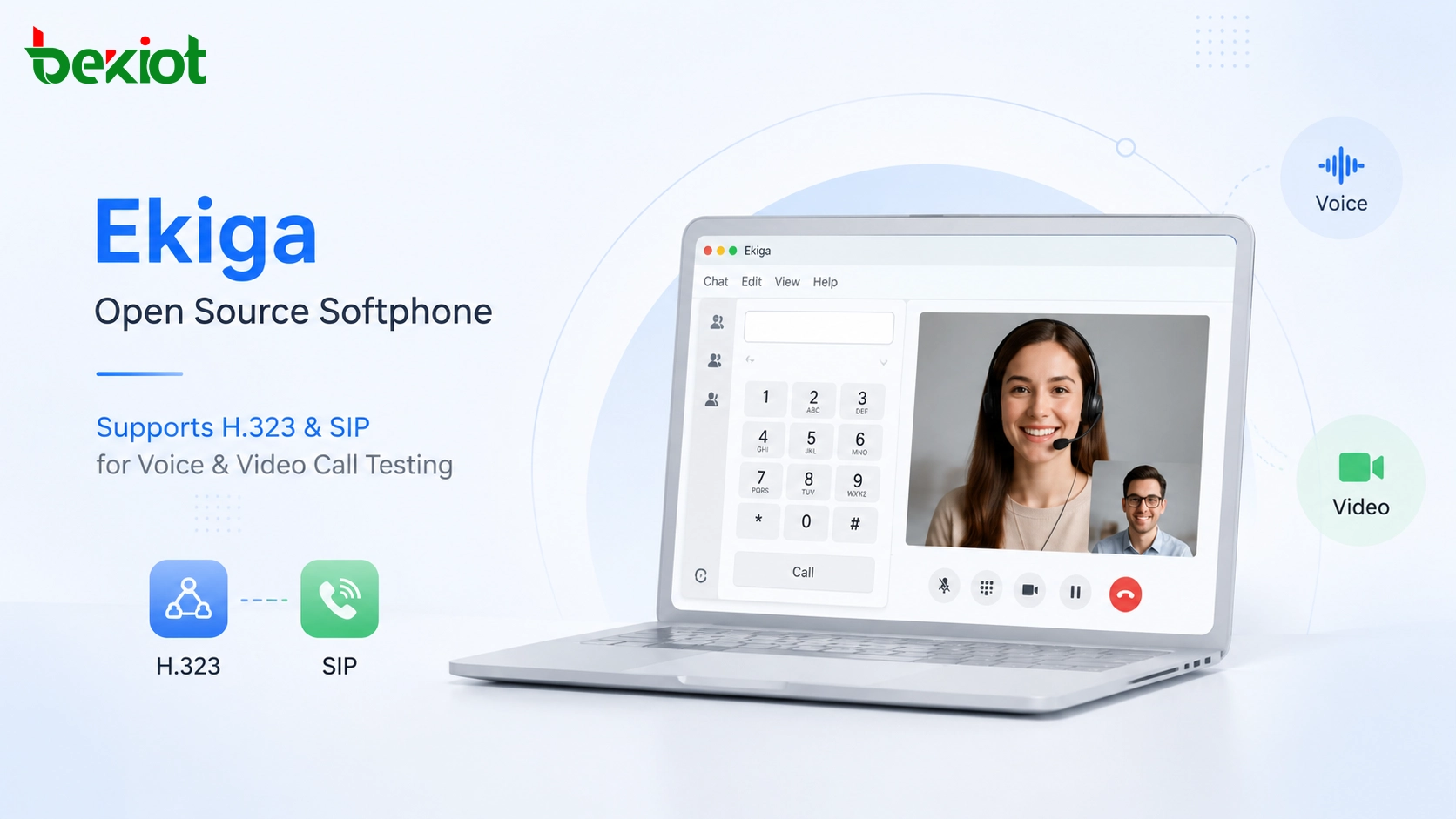 Softphone open source Ekiga prenant en charge H.323 et SIP pour les tests d'appels vocaux et vidéo