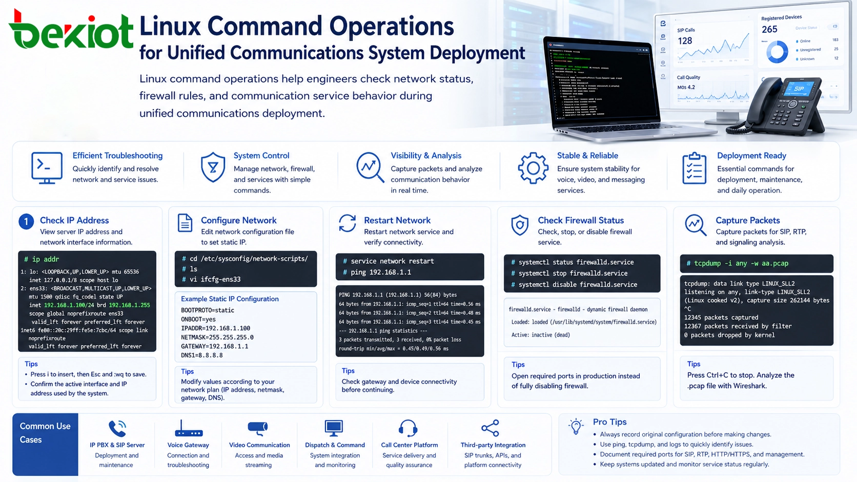 Guide des commandes Linux pour le déploiement de systèmes de communications unifiées