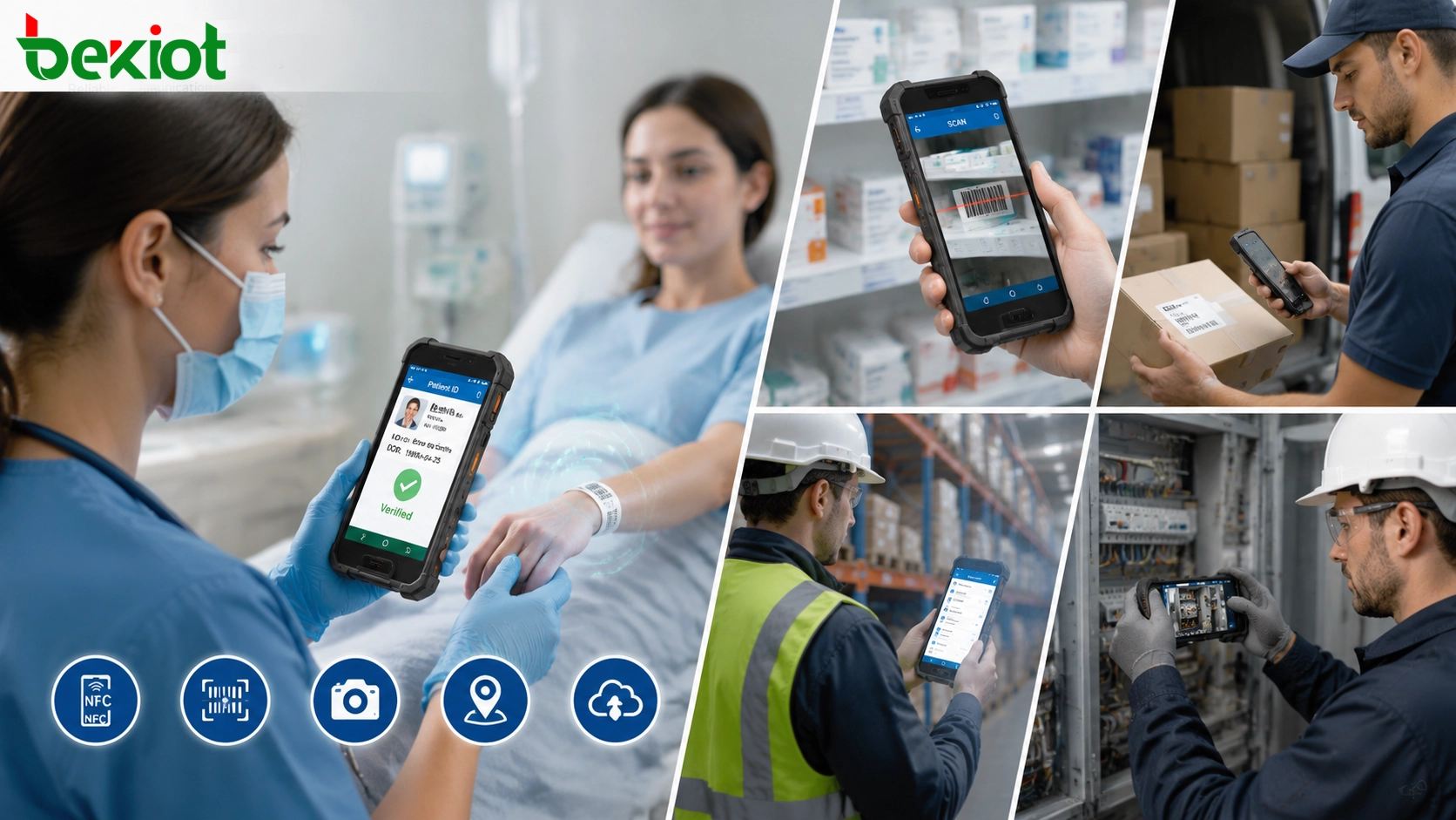 Smartphone robuste utilisé pour l'identification dans le secteur de la santé, le scan de médicaments, le suivi logistique et la gestion des services mobiles