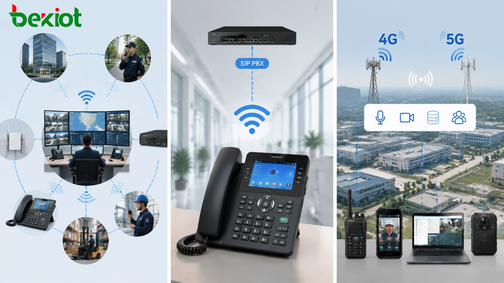Réseau privé 4G et 5G supportant la communication vocale, vidéo, de données et de répartition pour un parc industriel