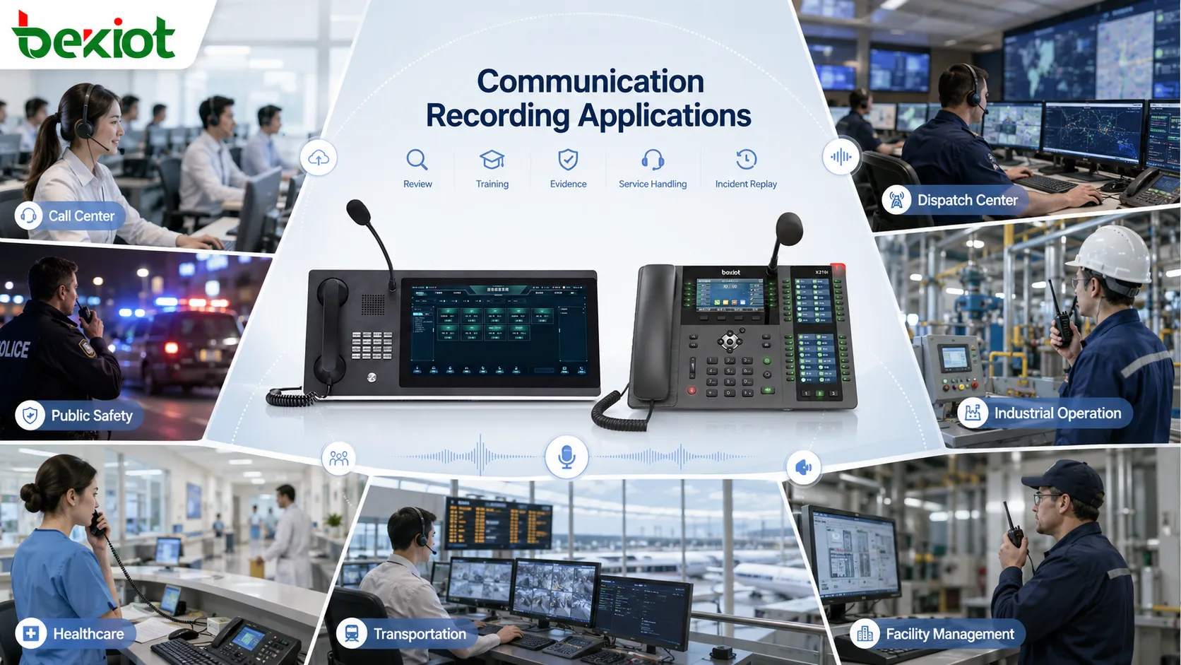 Scénarios d’application de l’enregistrement des communications dans centre d’appels répartition sécurité publique industrie santé transport installations et urgence